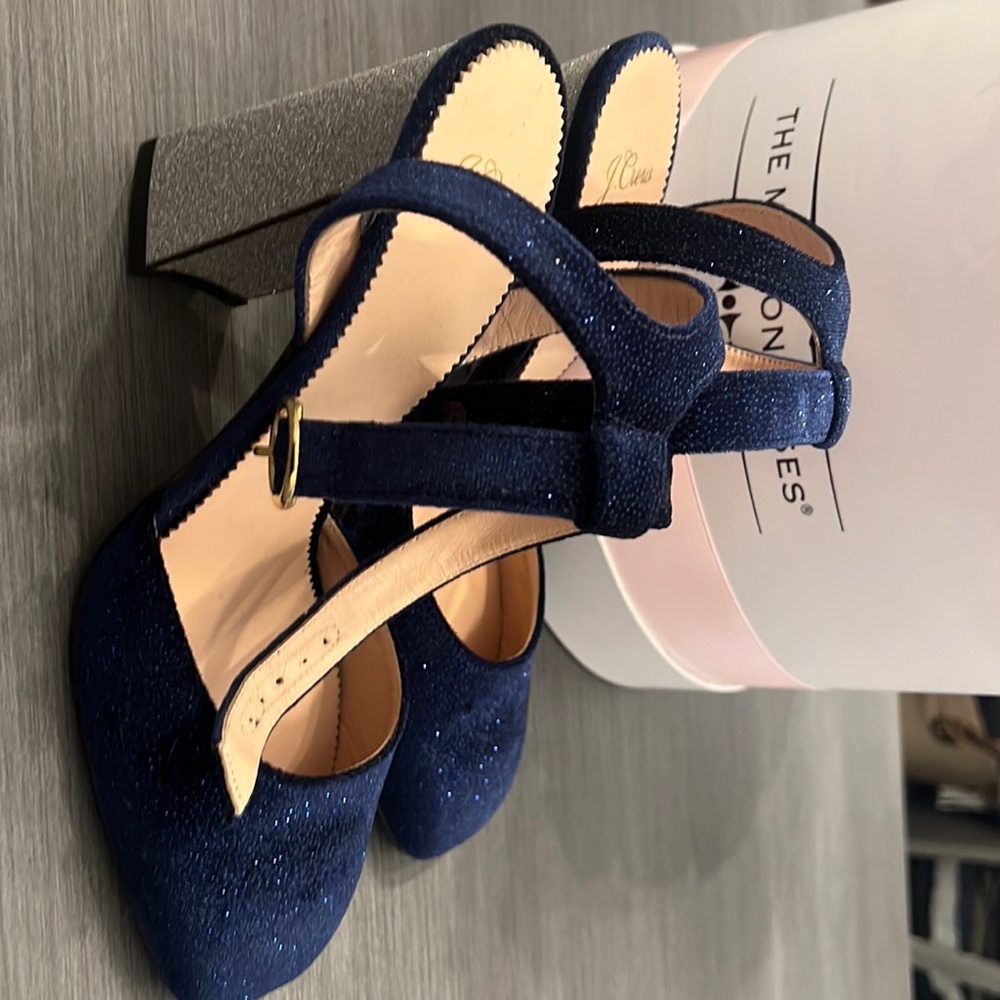 J. Crew Blue Glitter Heels